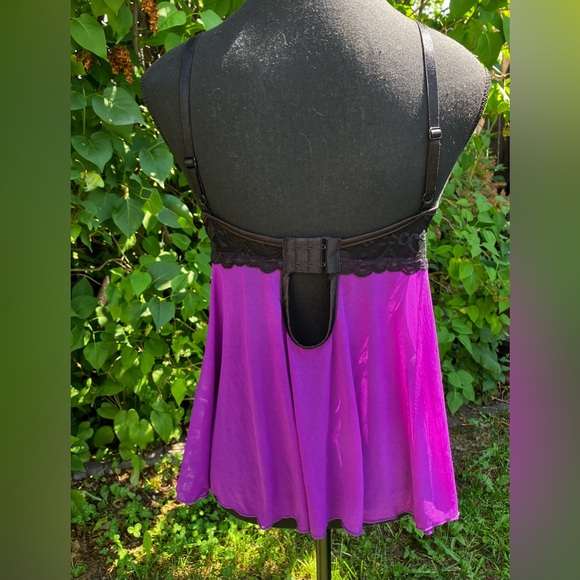 Sheer purple & black babydoll size L - Picture 3 of 6